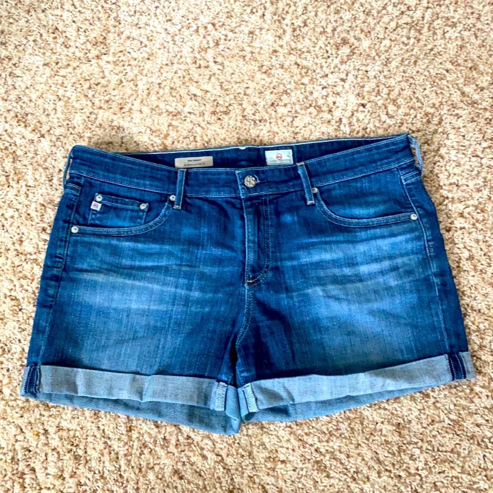 AG rolled up denim jean shorts